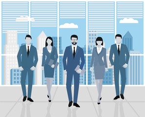 Obraz premium Concept teamwork. Men and women in the office. Set of business people, office team