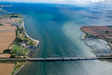 Panorama flight over the north of Germany. Schleswig-Holstein and Fehmarn