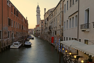 white belltower in Venice called Campanile dei Greci