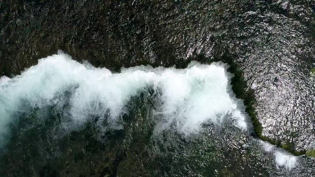 aerial drone flying over beautiful waterfall strbacki buk in bosnia and herzegovina cristal clear drinking water on wild river waterfalls