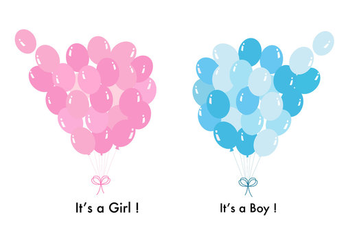 It's A Girl. It's A Boy. Baby Shower Baby Balloon. Pink And Blue Baby Shower Greeting Card