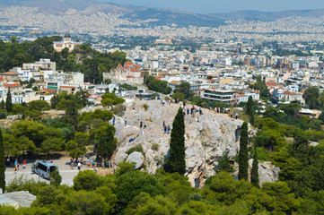 Fototapeta na wymiar ATHENS, GREECE - JUNE 16: City view from Acropolis in Athens, Greece on June 16, 2017. 