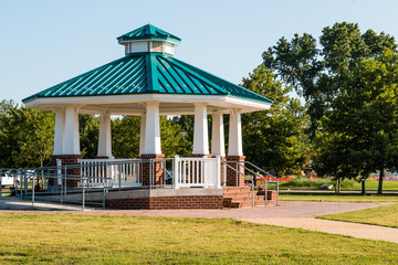 The public use gazebo at Buckroe Beach in Hampton, Virginia.  Buckroe Beach is the site of a former...