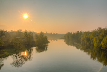 Sunrise on a foggy morning at Swamp