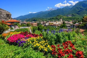 Susa town in the Susa Valley, Alps mountains, Italy