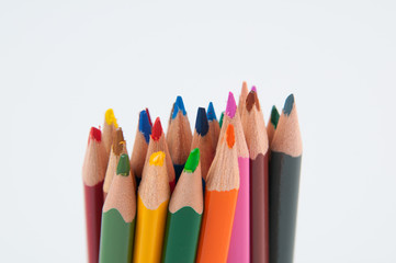 color pencils on a white background