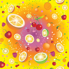 Seamless pattern with fruits and berries