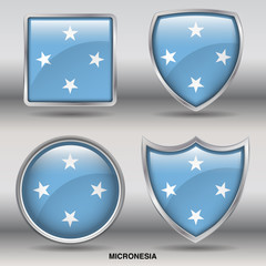 Flag of Micronesia in 4 shapes collection with clipping path