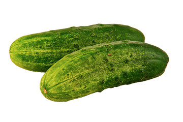 Ripe cucumber isolated on a white background