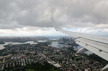 View of Sydney from plane window