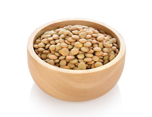 lentils in a bowl on white background