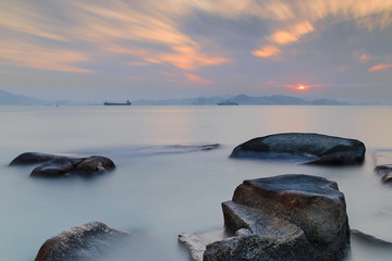 Fototapeta na wymiar Xiamen Huandao Road Seascape Sunset