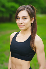 Fototapeta premium A large portrait of a sports girl
