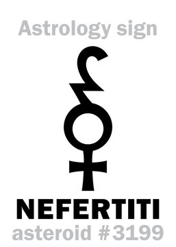 Astrology Alphabet: NEFERTITI (&laquo;Beauty has come&raquo;), asteroid #3199. Hieroglyphics character sign (single symbol).