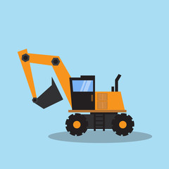 Obraz na płótnie Canvas Wheel Dozer Construction machines in flat style. Vector icons of building machinery.