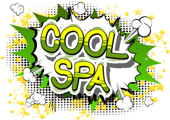 Cool Spa - Comic book style phrase on abstract background.