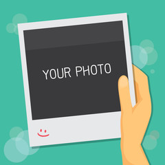 Blank photo frame in Hand. Vector illustration