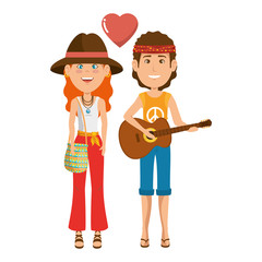 Hippie cute couple cartoon
