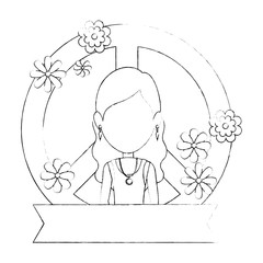 Hippie woman cartoon