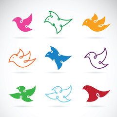 Vector group of bird design on white background. Bird Icon. Animal.