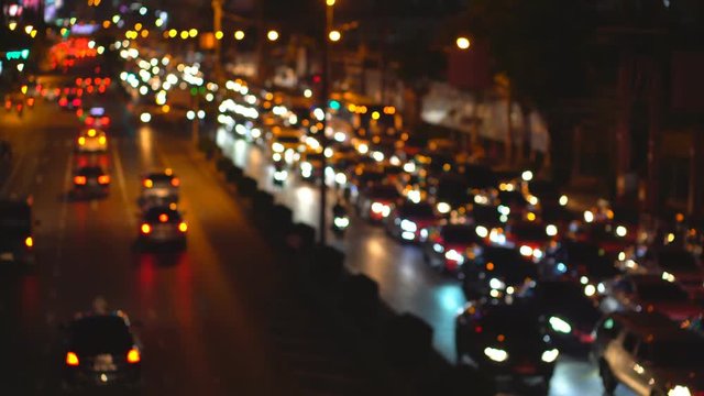 Abstract blurred traffic jam at Rama IV road on twilight, traffic jam on rush hour 