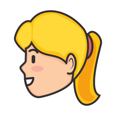 cartoon woman face icon
