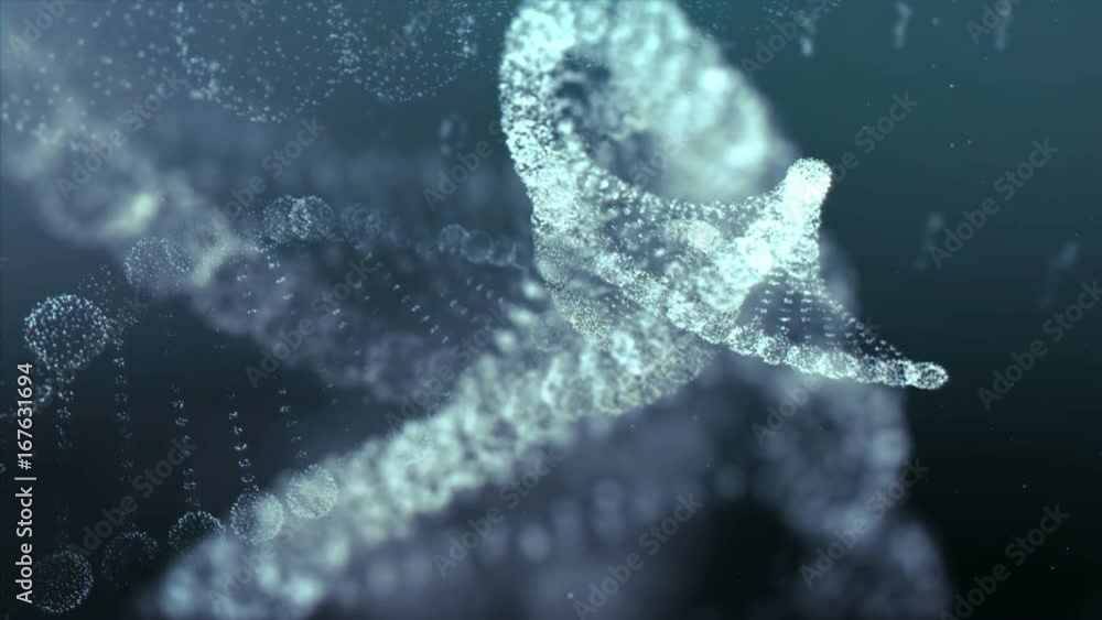 Poster Digitally Generated Virtual DNA Sequence in Abstract Particles Floating in Cyber Space Technology