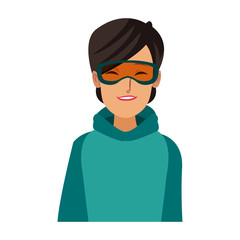 portrait young woman wearing clothes warm winter vector illustration