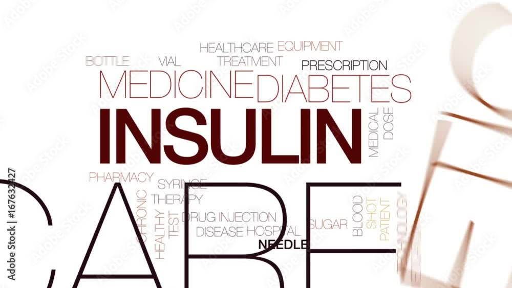 Wall mural Insulin animated word cloud, text design animation. Kinetic typography.