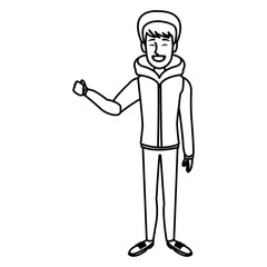 man with clothes snow hat standing character vector illustration