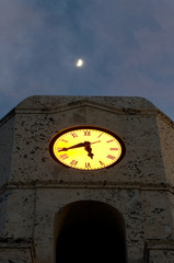 Clock Tower with Moonlight