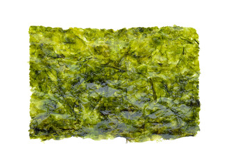 Sheet of dried seaweed, Crispy seaweed isolated on white background. © nipaporn