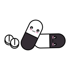 Medicine pills isolated kawaii cartoon