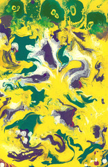 Abstract yellow artistic background. Spots and streaks of colors.