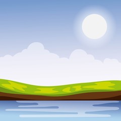 Obraz na płótnie Canvas Warm relaxing landscape icon vector illustration design graphic
