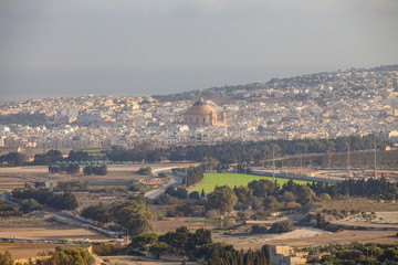 Fototapeta premium Aerial view, rural Malta island seen from old town Mdina