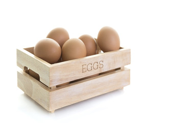 Wooden Egg Box on a white background