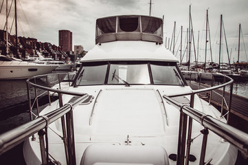 Sailing yachts in a quiet bay