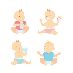 Set of cute newborn baby,isolated on white background © naum