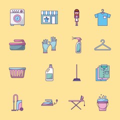 icon set laundry cleaning delicate vector illustration design graphic