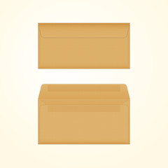 Vector isolated opened and closed brown envelopes