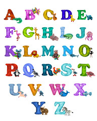 Colorful plasticine 3D animals alphabet poster
