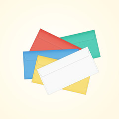 Vector isolated closed colored pile of envelopes.