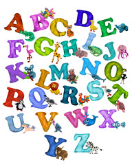 Colorful plasticine 3D animals alphabet poster
