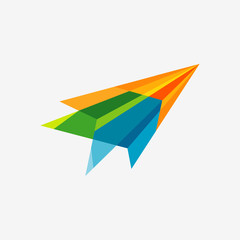 Fototapeta na wymiar Colors Plane Vector Business Company Logo Concept, Arrow Sign