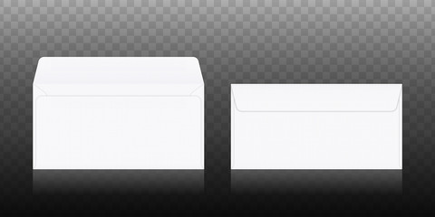 Vector isolated opened and closed white envelopes