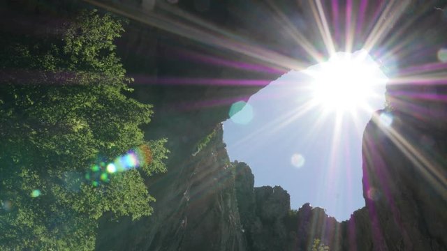 Stone Vratna gates and sun flare 4K 2160p 30fps UltraHD footage - Eastern Serbia beauty of nature 3840X2160 UHD video 