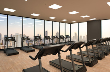 treadmills in fitness gym