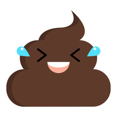 Rolling on the floor laughing stinky poop shit emoji flat icon, vector sign, colorful pictogram isolated on white. Symbol, logo illustration. Flat style design