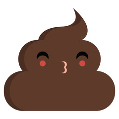 Kissing face with closed eyes stinky poop shit emoji flat icon